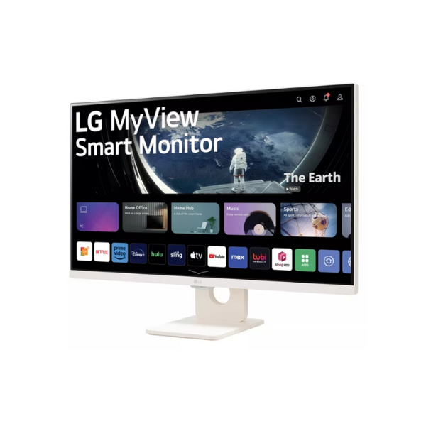 شاشة LG 27SR50F-W الذكية مقاس 27 بوصة بدقة FHD (1920 × 1080)، HDMI، قابلة للإمالة، قابلة للتعديل، أبيض، ضمان لمدة عام | 27SR50F-W