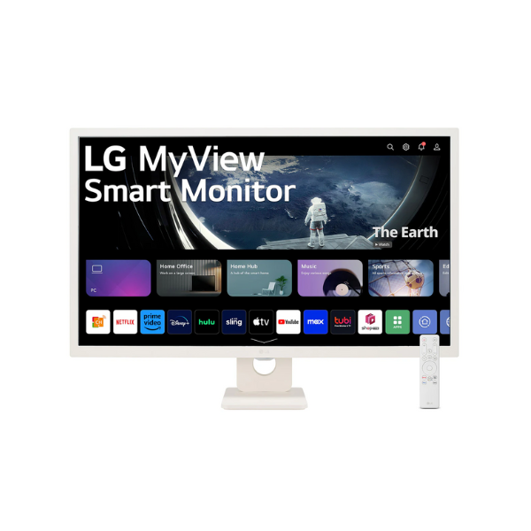 شاشة ال جي الذكية 32SR50F-W بحجم 32 بوصة FHD (1920 × 1080)، HDMI، إمالة، قابلة للتعديل، أبيض، ضمان لمدة سنة | 32SR50F-W
