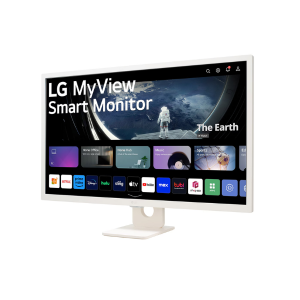 شاشة ال جي الذكية 32SR50F-W بحجم 32 بوصة FHD (1920 × 1080)، HDMI، إمالة، قابلة للتعديل، أبيض، ضمان لمدة سنة | 32SR50F-W