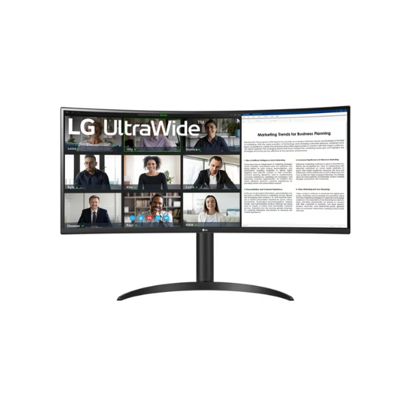شاشة LG 34WR55QK-B منحنية واسعة للغاية مقاس 34 بوصة WQHD (3440 × 1440)، 100 هرتز، مضادة للتوهج، HDMI، DP، USB-C، إمالة/ارتفاع، قابلة للتعديل، ضمان لمدة سنة | 34WR55QK-B