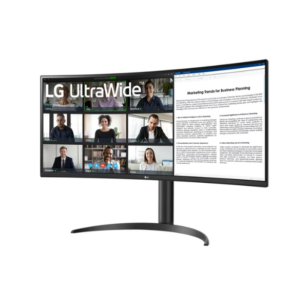 شاشة LG 34WR55QK-B منحنية واسعة للغاية مقاس 34 بوصة WQHD (3440 × 1440)، 100 هرتز، مضادة للتوهج، HDMI، DP، USB-C، إمالة/ارتفاع، قابلة للتعديل، ضمان لمدة سنة | 34WR55QK-B