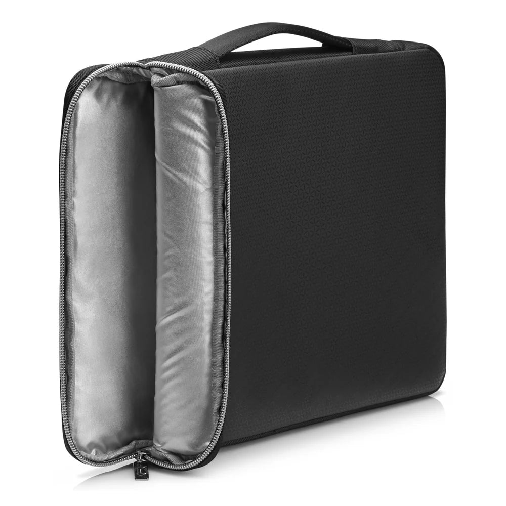 HP 15.6-Inch Carry Laptop Sleeve, Padded Compartment, Water-Resistant, Black & Silver, 1 Year Warranty | 3XD36AA-ABB