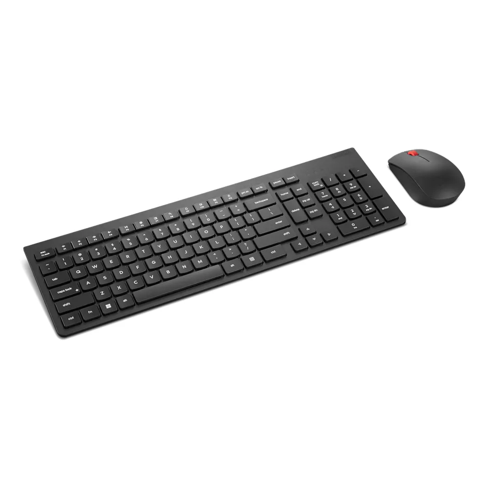 مجموعة لوحة مفاتيح وماوس لاسلكية Lenovo Essential Gen2 (إنجليزية وعربية)، لوحة مفاتيح بنسبة 100%، مستشعر ماوس بصري للتتبع بدقة 1600 نقطة لكل بوصة، تمرير الماوس باتجاهين، أسود، ضمان لمدة سنة | 4X31N50748