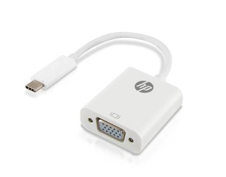 HP USB-C to VGA Adapter, up to 2560 x 1600 @ 60 Hz Resolution, 7.6 cm Length, White, 1 Year Warranty | 55074