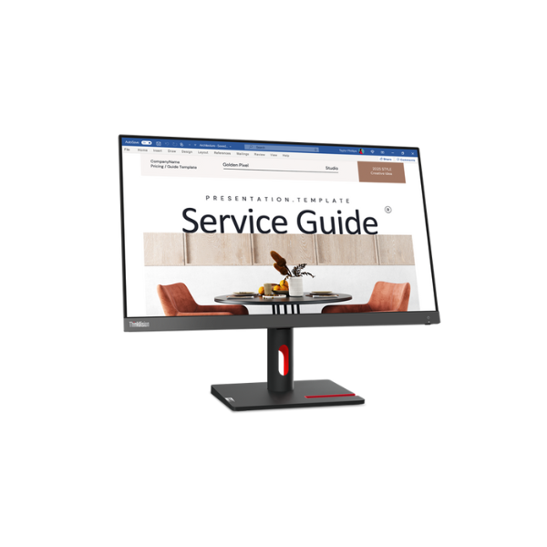 شاشة ThinkVision S24i-30 مقاس 23.8 بوصة عالية الدقة بالكامل (1920x1080)، مضادة للتوهج، HDMI، VGA، تعديل الإمالة، ضمان لمدة 3 سنوات | 63DEKAT3UK