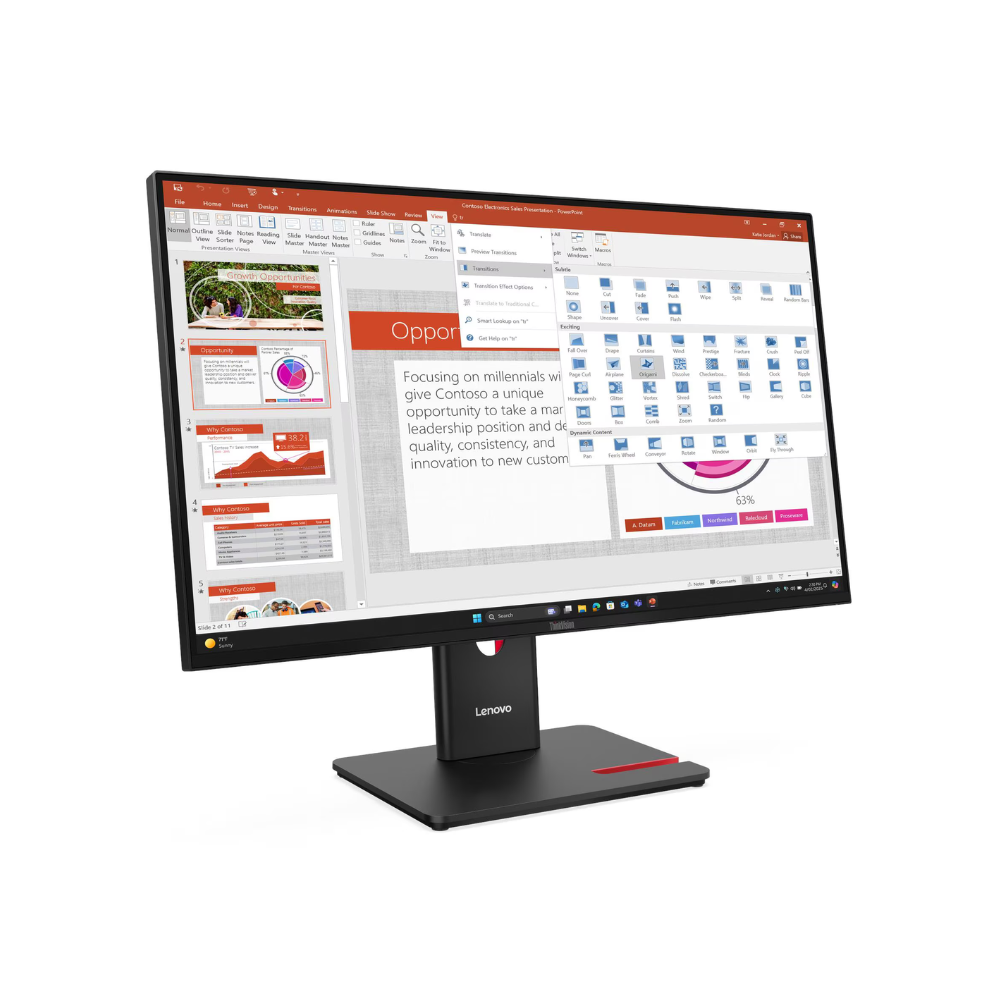 شاشة Lenovo ThinkVision T27-40 مقاس 27 بوصة بدقة FHD (1920 × 1080)، مضادة للتوهج، منافذ DP وHDMI وVGA، قابلة لتعديل الارتفاع/المحور/الدوران/الإمالة، ضمان 3 سنوات | 64A5MAT6UK