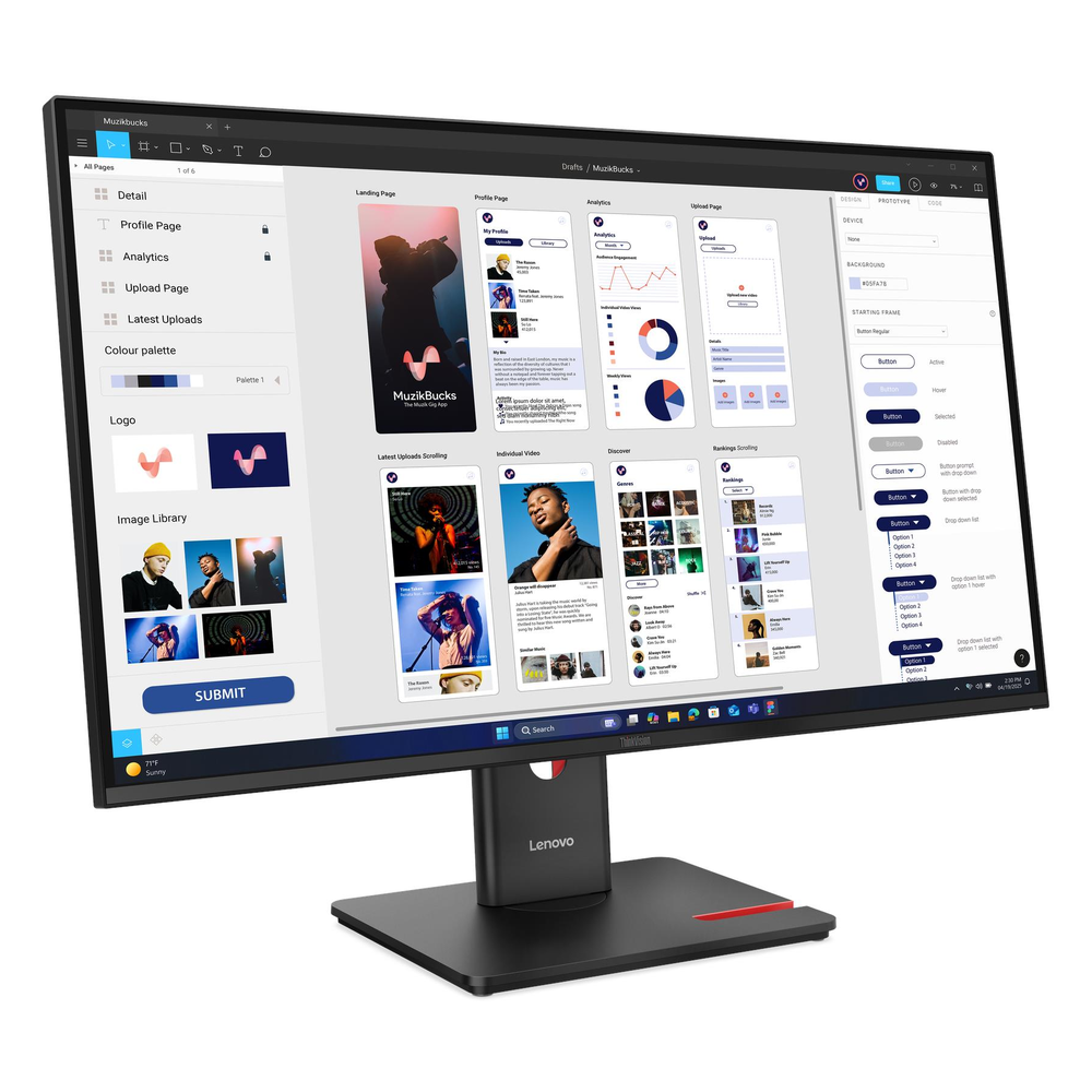 شاشة Lenovo ThinkVision T32UD-40 مقاس 31.5 بوصة بدقة UHD (3840 x 2160)، مضادة للتوهج، USB-C، HDMI، RJ45، قابلة للتعديل الارتفاع/الإمالة/الدوران/المحور، ضمان 3 سنوات | 64B0GAT1UK