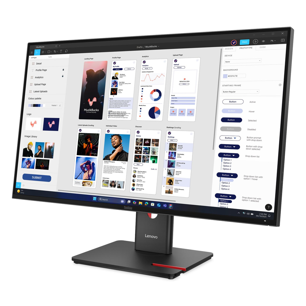 شاشة Lenovo ThinkVision T32UD-40 مقاس 31.5 بوصة بدقة UHD (3840 x 2160)، مضادة للتوهج، USB-C، HDMI، RJ45، قابلة للتعديل الارتفاع/الإمالة/الدوران/المحور، ضمان 3 سنوات | 64B0GAT1UK