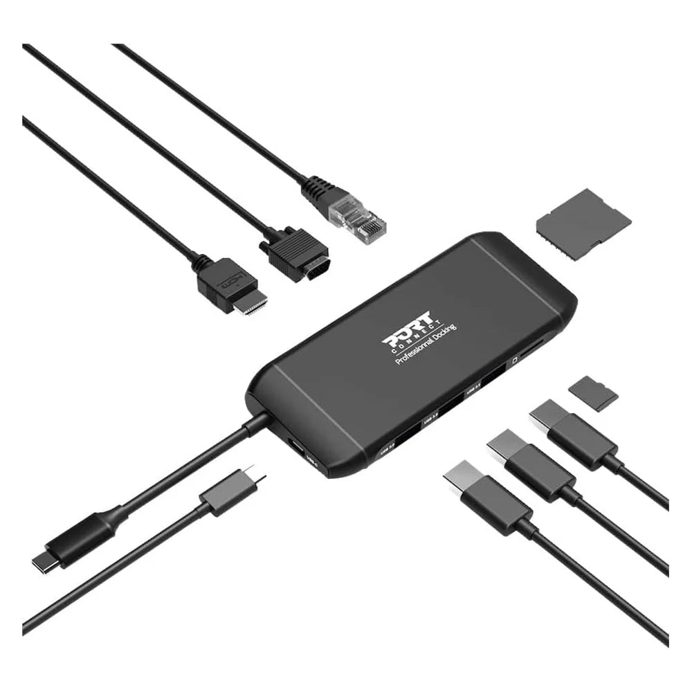 محطة إرساء متنقلة USB-C بمنفذ واحد بدقة 4K، 7 أجهزة، HDMI، VGA، 100 واط، سرعة نقل بيانات 5 جيجابت/ثانية، طول كابل 50 سم، ضمان سنة واحدة | 901913