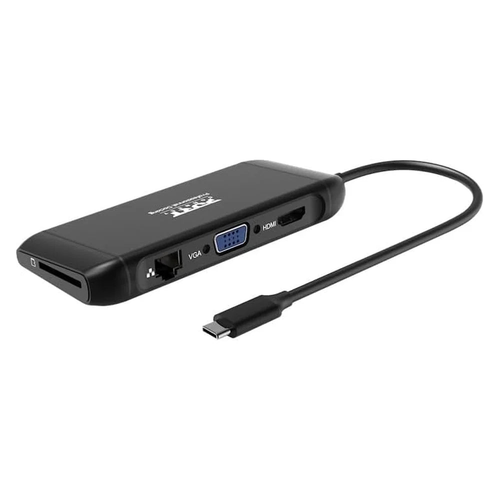 محطة إرساء متنقلة USB-C بمنفذ واحد بدقة 4K، 7 أجهزة، HDMI، VGA، 100 واط، سرعة نقل بيانات 5 جيجابت/ثانية، طول كابل 50 سم، ضمان سنة واحدة | 901913