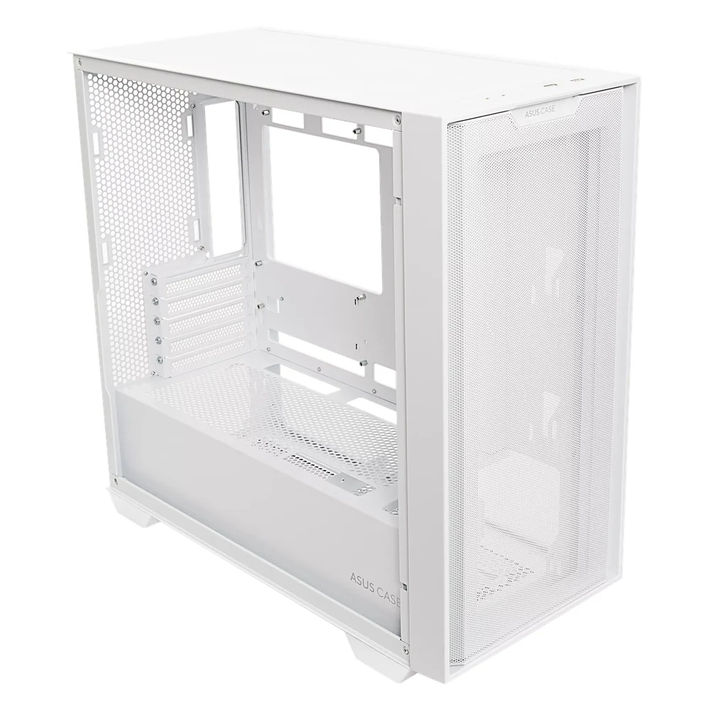 Asus A21 mATX PC Case, Tempered Glass Panel, 380mm GPU Support, USB 3.2 Gen 1, Ample Cable Management, White, 1 Year Warranty | 90DC00H3-B09010