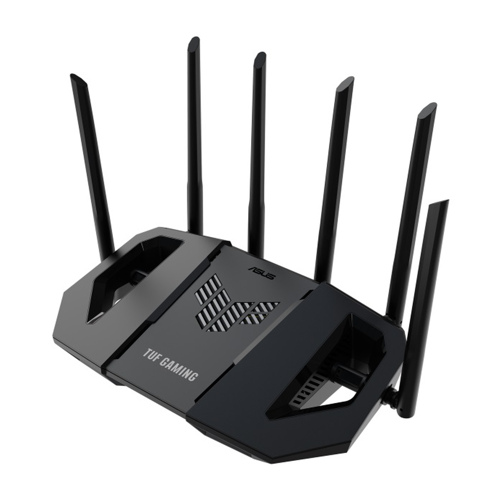 Asus TUF Gaming BE6500 Dual Band WiFi 7 Extendable Gaming Router, Speeds Up to 6500 Mbps, 6 x External Fixed Antennas, Quad-core 1.5 GHz CPU, Game Mode Prioritization, Gaming Port With Open NAT, 1 Year Warranty | 90IG0920-MO9C00