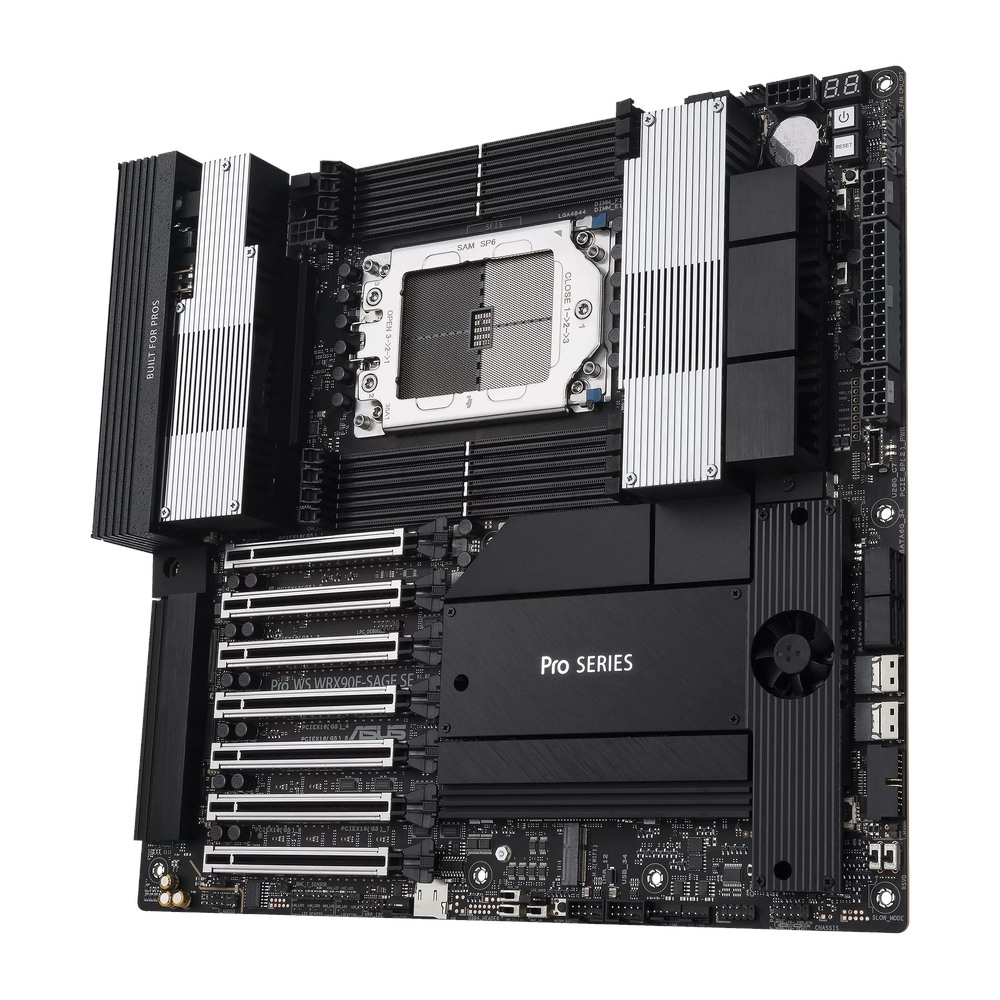 Asus Pro WS WRX90E-SAGE SE Workstation Motherboard, sTR5 Socket, EEB Form Factor, DDR5, PCIe 5.0 With SafeSlot Core+, USB4 40 GBps, Intel Dual 10 GB + Realtek 1 GB Ethernet With Asus LANGuard, Asus 5X Protection III, 1 Year Warranty | 90MB1FW0-M0EAY0