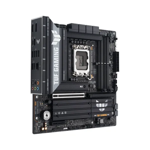 Asus TUF GAMING B860M-PLUS Motherboard, LGA 1851 Socket, micro-ATX Form Factor, DDR5 Ram, PCIe 5.0 With SafeSlot Core+, HDMI, DisplayPort, Thunderbolt 4, Realtek 2.5 GB Ethernet With TUF LANGuard, Aura Sync, 1 Year Warranty | 90MB1JW0-M0EAY0