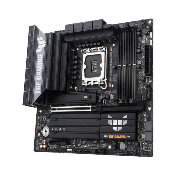 Asus TUF GAMING B860M-PLUS Motherboard, LGA 1851 Socket, micro-ATX Form Factor, DDR5 Ram, PCIe 5.0 With SafeSlot Core+, HDMI, DisplayPort, Thunderbolt 4, Realtek 2.5 GB Ethernet With TUF LANGuard, Aura Sync, 1 Year Warranty | 90MB1JW0-M0EAY0