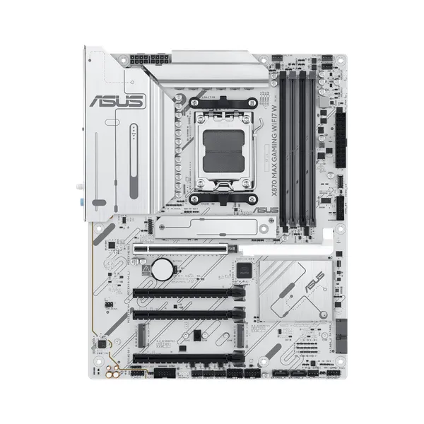 Asus X870 MAX GAMING WiFi Motherboard, AM5 Socket, ATX Form Factor, DDR5 Ram, PCIe 5.0 With SafeSlot Core+, Wi-Fi 7, Bluetooth v5.4, HDMI, Thunderbolt 4, Intel 2.5 GB Ethernet With Asus LANGuard, Aura Sync, White, 1 Year Warranty | 90MB1LZ0-M0EAY0