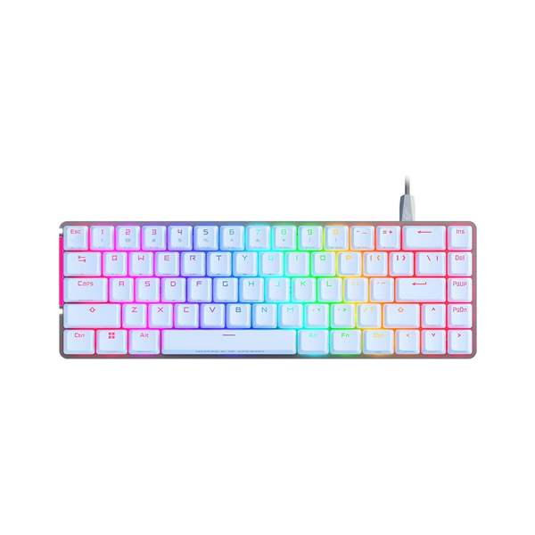 Asus ROG Falchion Ace 65% AR GB Engilsh & Arabic Mechanical Gaming Keyboard, Wired Dual USB-C Ports, ROG NX Mechanical Switches (Red - Linear & Swift), Anti-Ghosting with N Key Rollover, Interactive Touch Panel, 1000Hz Polling Rate, White, 1 Year