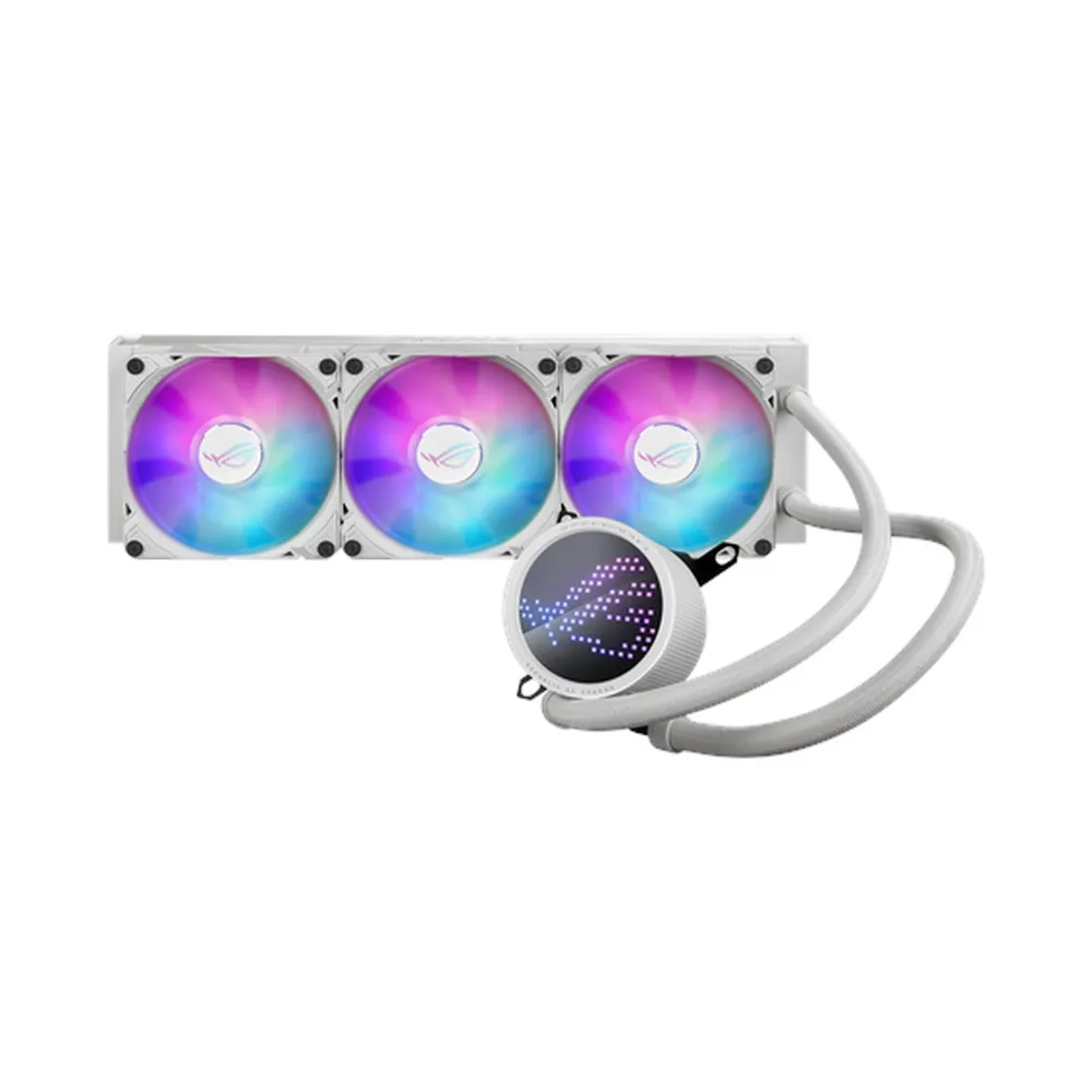 Asus ROG RYUO III 360 ARGB AIO Liquid Cooler, Anime Matrix LED Display, Supports Intel, AMD Sockets, White, 1 Year Warranty | 90RC00I2-M0UAY0