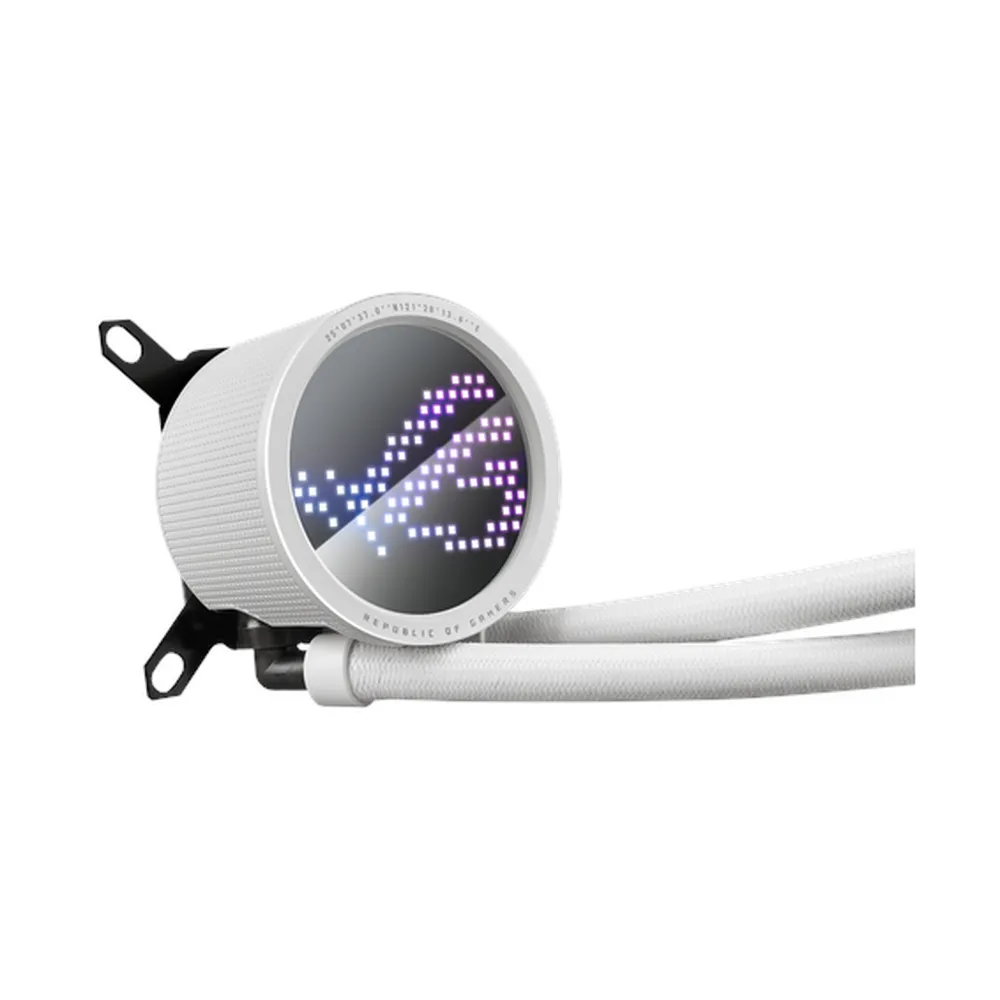 Asus ROG RYUO III 360 ARGB AIO Liquid Cooler, Anime Matrix LED Display, Supports Intel, AMD Sockets, White, 1 Year Warranty | 90RC00I2-M0UAY0