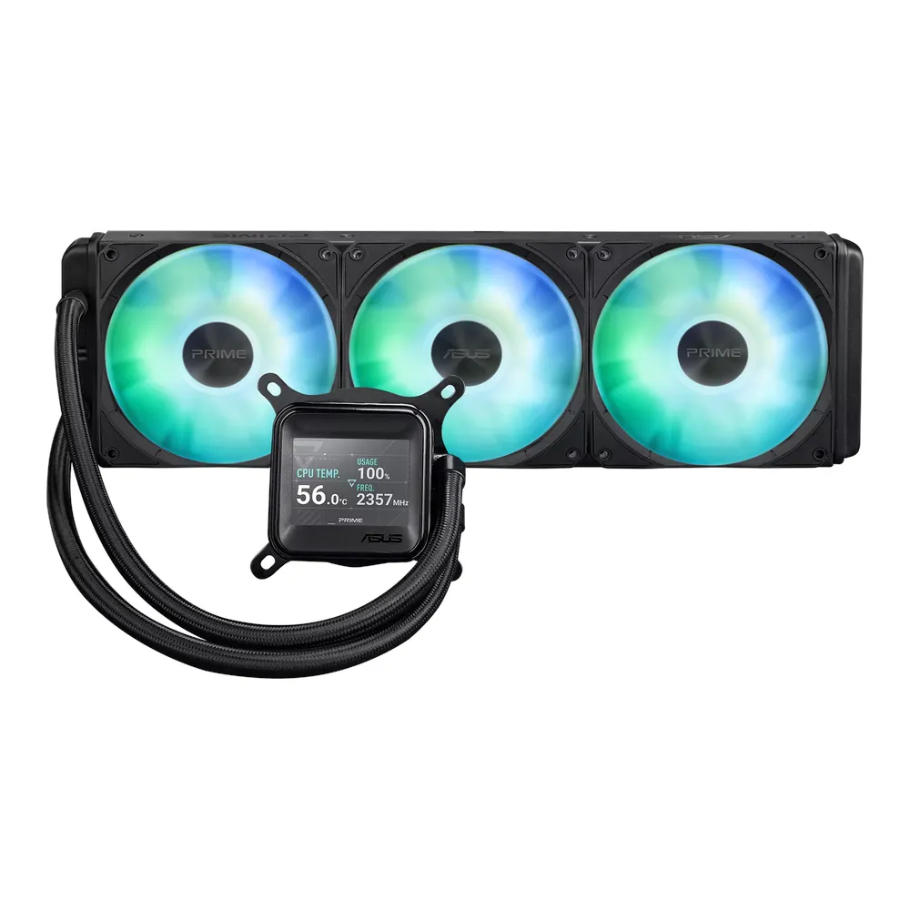 Asus Prime LC 360 ARGB Liquid Cooler, 2.3' LCD Display, Supports Intel, AMD Sockets, Aura Sync, Black, 1 Year Warranty | 90RC00Z1-B0EAY0