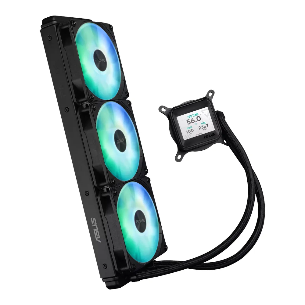 Asus Prime LC 360 ARGB Liquid Cooler, 2.3' LCD Display, Supports Intel, AMD Sockets, Aura Sync, Black, 1 Year Warranty | 90RC00Z1-B0EAY0