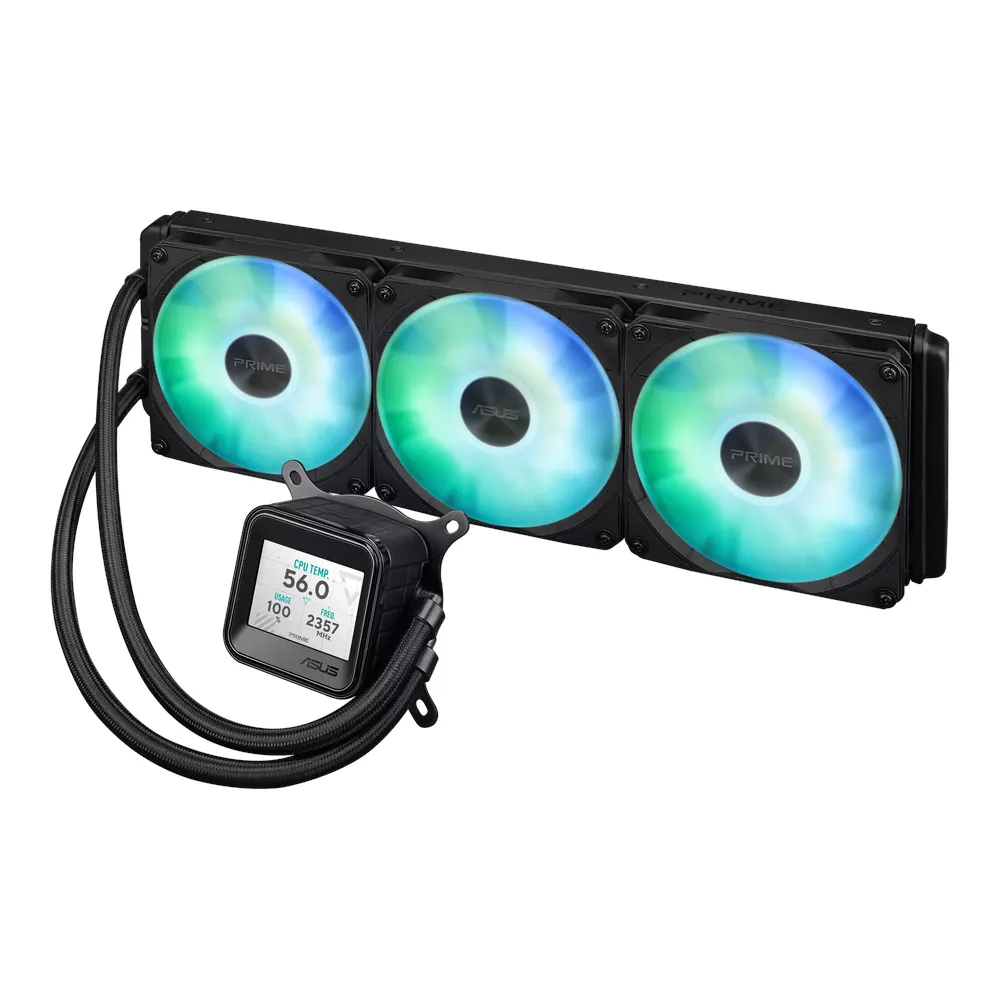 Asus Prime LC 360 ARGB Liquid Cooler, 2.3' LCD Display, Supports Intel, AMD Sockets, Aura Sync, Black, 1 Year Warranty | 90RC00Z1-B0EAY0
