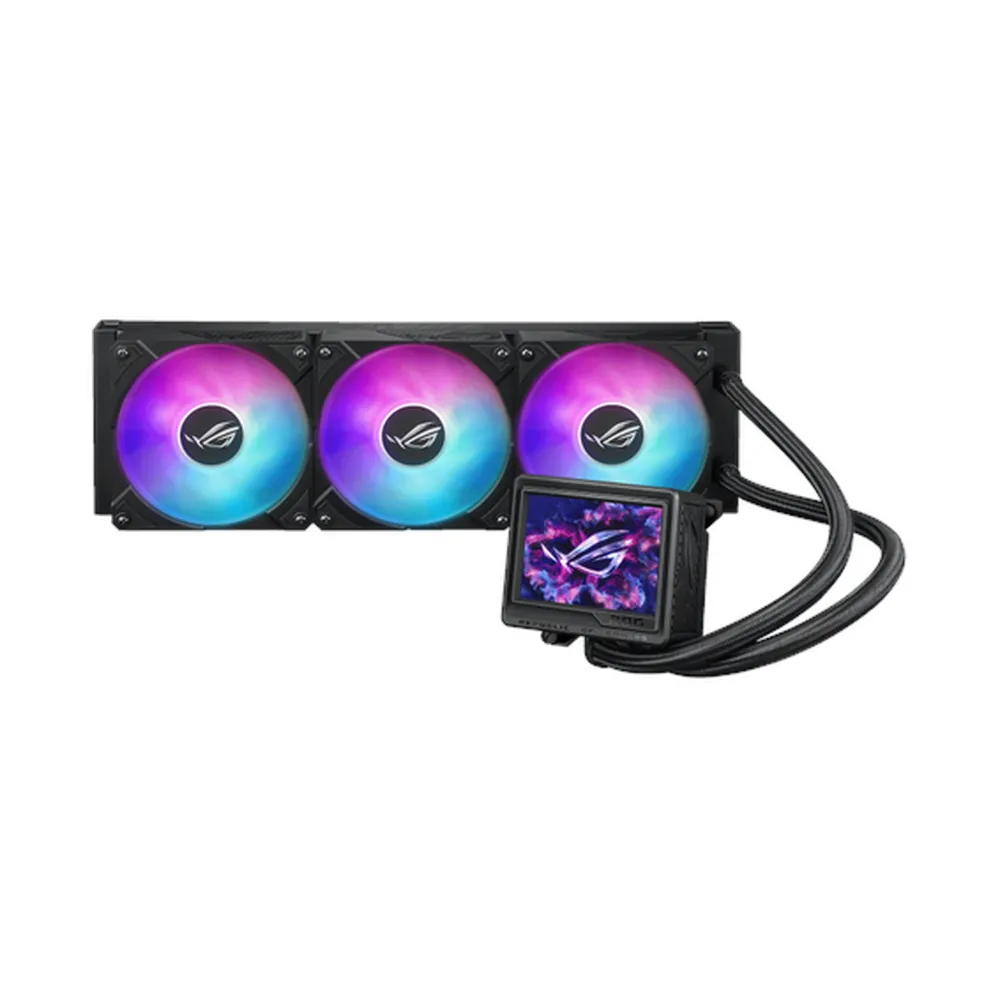 Asus ROG Ryujin III 360 ARGB Extreme AIO Liquid Cooler, 3.5" Full Color LCD Display, Supports Intel, AMD Sockets, Black, 1 Year Warranty | 90RC0131-M0EAY0