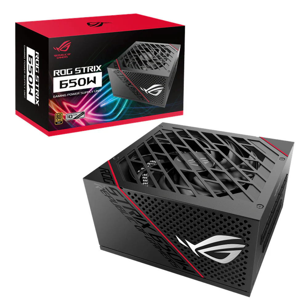 Asus ROG Strix 80 Plus Gold Modular Power Supply, 650W, Fully Modular, Magnetic Logo, Axial-tech fan design, ATX, Black, 1 Year Warranty | 90YE00A1-B0EA00