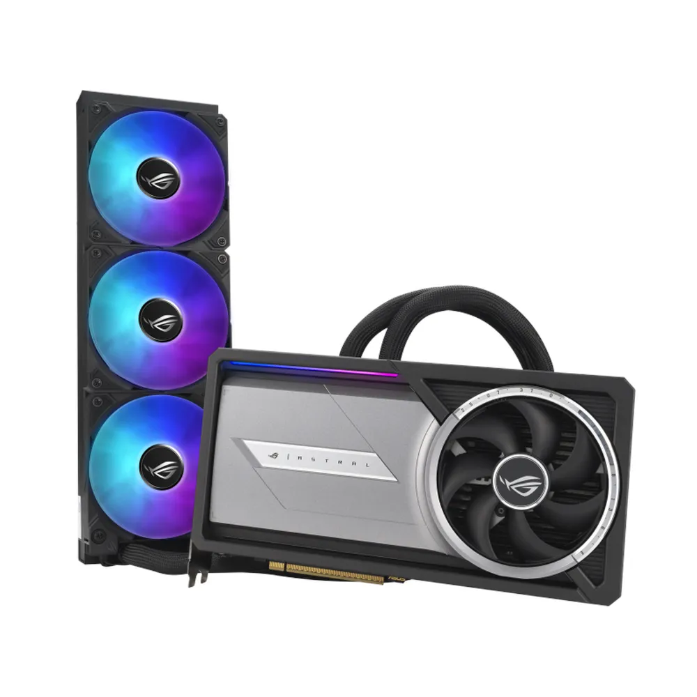 Asus ROG ASTRAL Liquid Cooled GeForce RTX 5090 OC Edition AR GB Graphics Card, GDDR7 32 GB 512-bit Memory, HDMI 2.1b & DP 2.1b Outputs, PCI Express 5.0, 2610 MHz Core Clock, 28 GBps Memory Clock, 360mm Radiator, 1 Year Warranty | 90YV0LW2-M0NA00