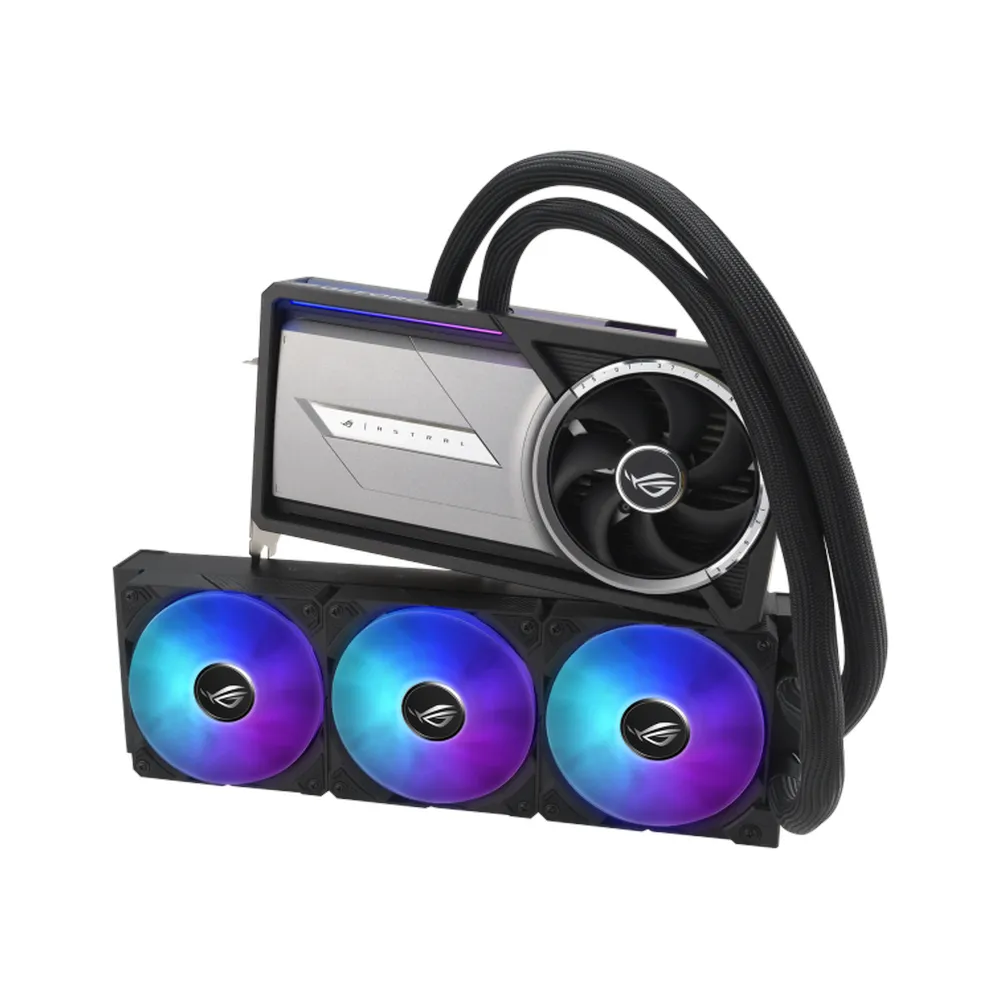 Asus ROG ASTRAL Liquid Cooled GeForce RTX 5090 OC Edition AR GB Graphics Card, GDDR7 32 GB 512-bit Memory, HDMI 2.1b & DP 2.1b Outputs, PCI Express 5.0, 2610 MHz Core Clock, 28 GBps Memory Clock, 360mm Radiator, 1 Year Warranty | 90YV0LW2-M0NA00