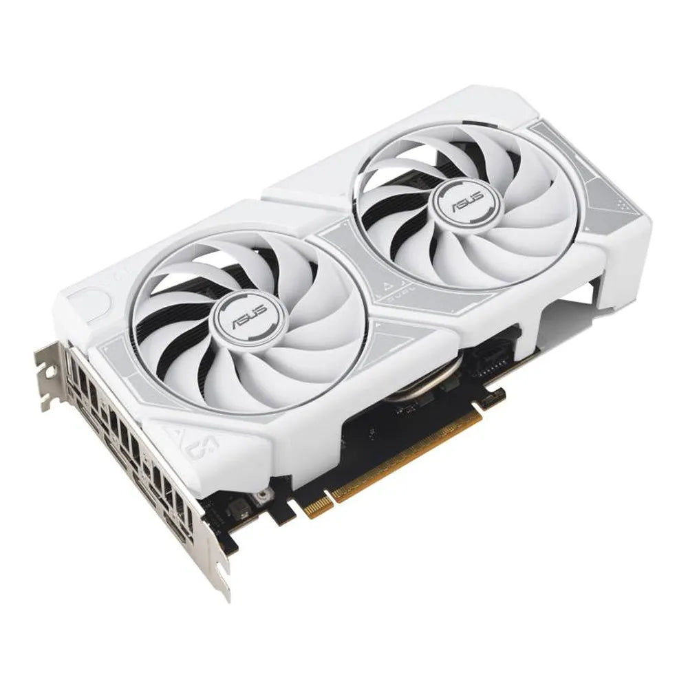 بطاقة رسومات Asus Dual GeForce RTX 5060 White OC Edition، ذاكرة GDDR7 بحجم 8 جيجابايت 128 بت، ومخرجات HDMI 2.1b وDP 2.1b، وPCI Express 5.0، وسرعة معالج 2677 ميجاهرتز، وسرعة ذاكرة 28 جيجابت في الثانية، ضمان لمدة عام | 90YV0N15-M0NA00