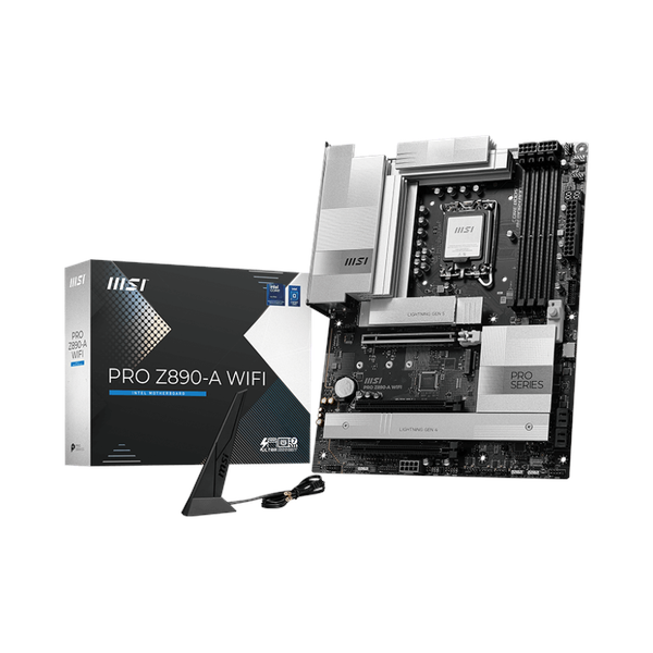 Msi PRO Z890-A WiFi Motherboard, LGA 1851 Socket, ATX Form Factor, DDR5 Ram, PCIe 5.0, Intel Wi-Fi 6E, Bluetooth 5.3, USB 40 GBps, HDMI 2.1, Thunderbolt4 (Type-C), Realtek 8126 5G LAN, EZ M.2 Shield Frozr II, 1 Year Warranty | 911-7E32-004