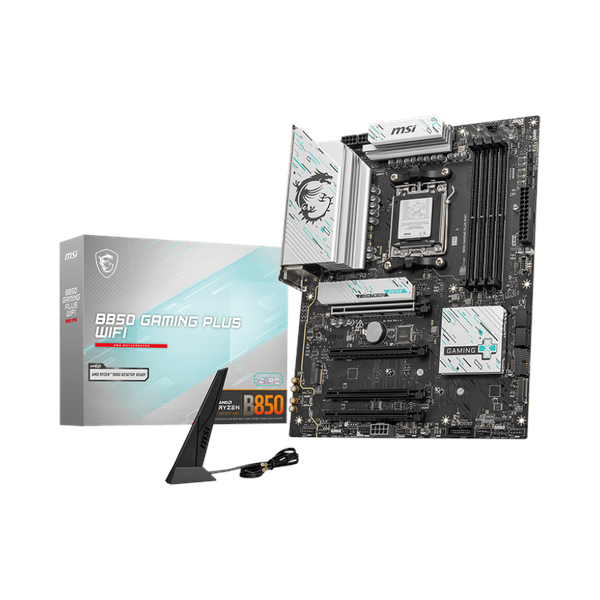 Msi B850 Gaming Plus WiFi Motherboard, AM5 Socket, ATX Form Factor, DDR5 Ram, PCIe 5.0, Wi-Fi 7 With EZ Antena, Bluetooth 5.4, USB 10 GBps, 5G LAN, EZ M.2 Shield Frozr II, 1 Year Warranty | 911-7E56-001-007