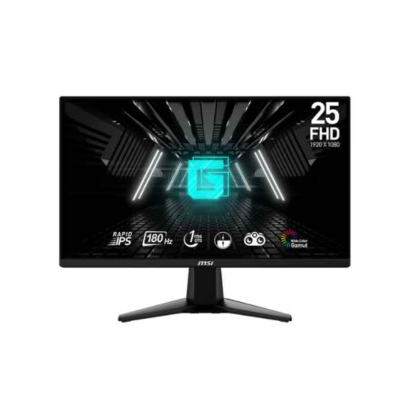 شاشة الألعاب MSI 9S6-3BC01M-006 G255F بحجم 24.5 بوصة ودقة FHD (1920 × 1080)، وزمن استجابة 1 مللي ثانية، ومعدل تحديث 180 هرتز، ومضادة للتوهج، ومنافذ HDMI وDP، وإمكانية الإمالة والتعديل، وضمان لمدة عام | 9S6-3BC01M-006