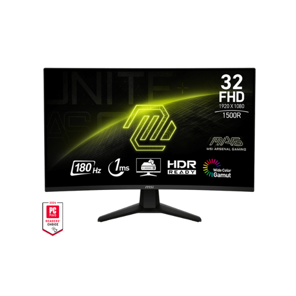 MSI 9S6-3DD41M-009 MAG 32C6 شاشة ألعاب منحنية 32 بوصة FHD (1920 × 1080)، 1 مللي ثانية، 180 هرتز، مضادة للتوهج، HDMI، DP، قابلة للإمالة، قابلة للتعديل، ضمان سنة واحدة | 9S6-3DD41M-009