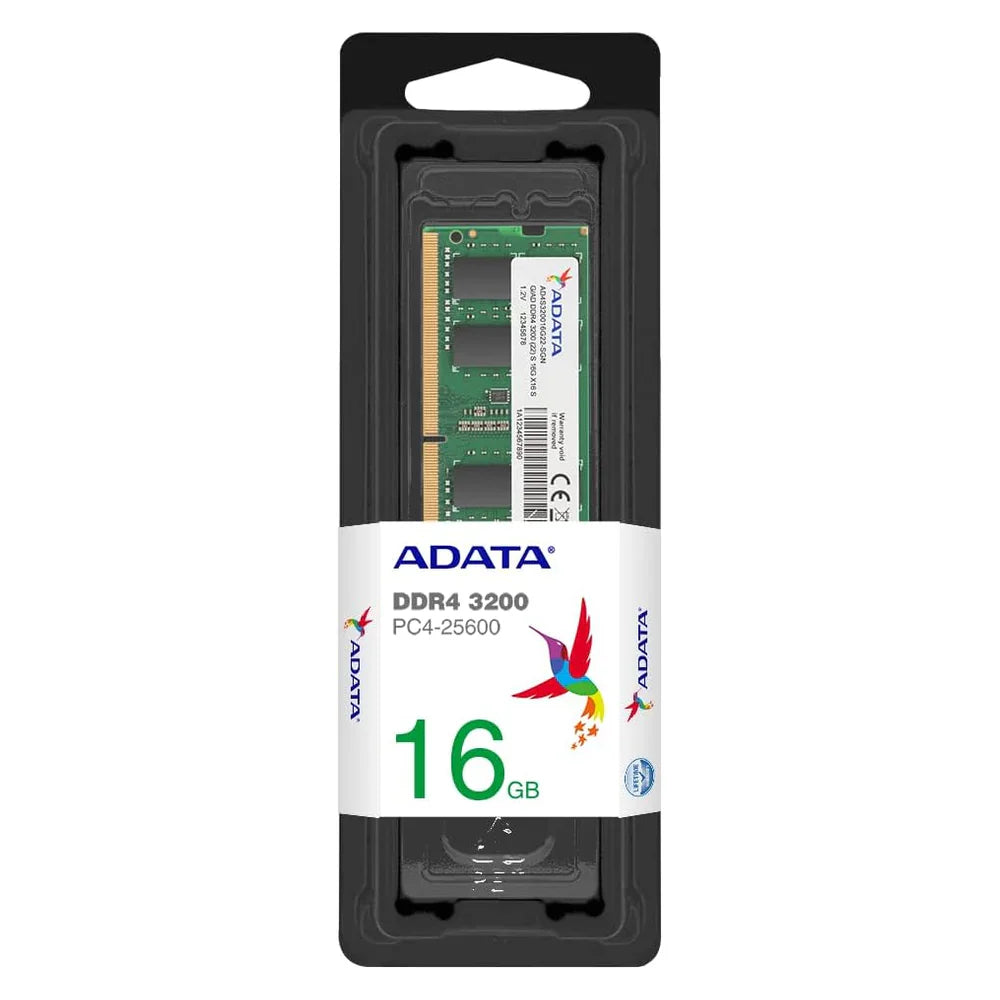 ADATA SO-DIMM Memory Module, 16GB (1x16GB), DDR4 DRAM, 3200 MT/s, 1 Year Warranty | AD4S320016G22-BGN