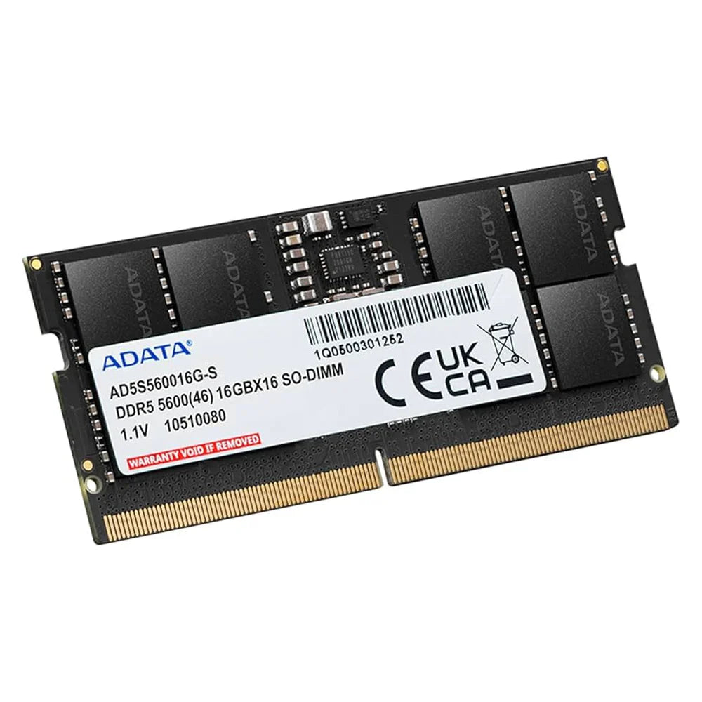 ADATA SO-DIMM Memory Module, 16GB (1x16GB), DDR5 DRAM, 5600 MT/s, 1 Year Warranty | AD5S560016G-S