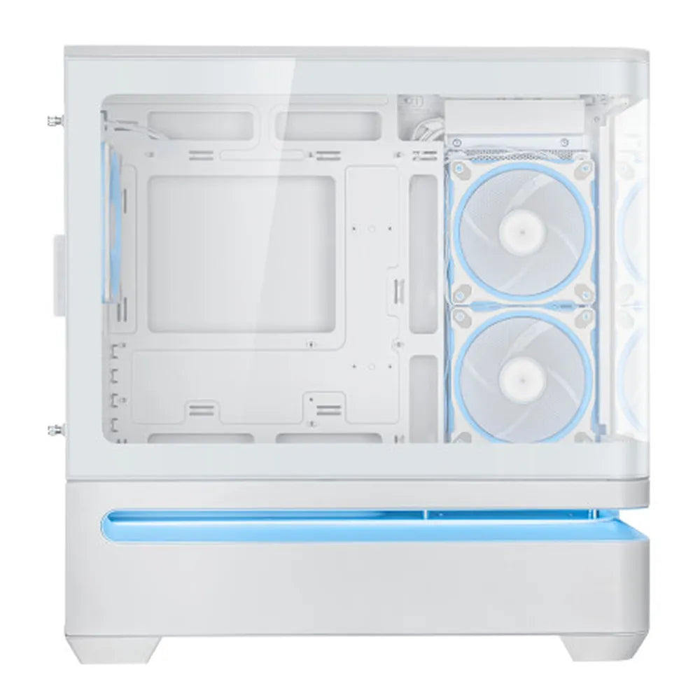 Asus Prime AP202 ARGB mATX Tower PC Case, Curved Tempered Glass Panel, Innovative Slot Vent, Integrated ARGB light band, 1 x 120 mm ARGB Fan, 420mm GPU Support, USB 3.2 Gen 2, White, 1 Year Warranty | 90DC00P3-B19000