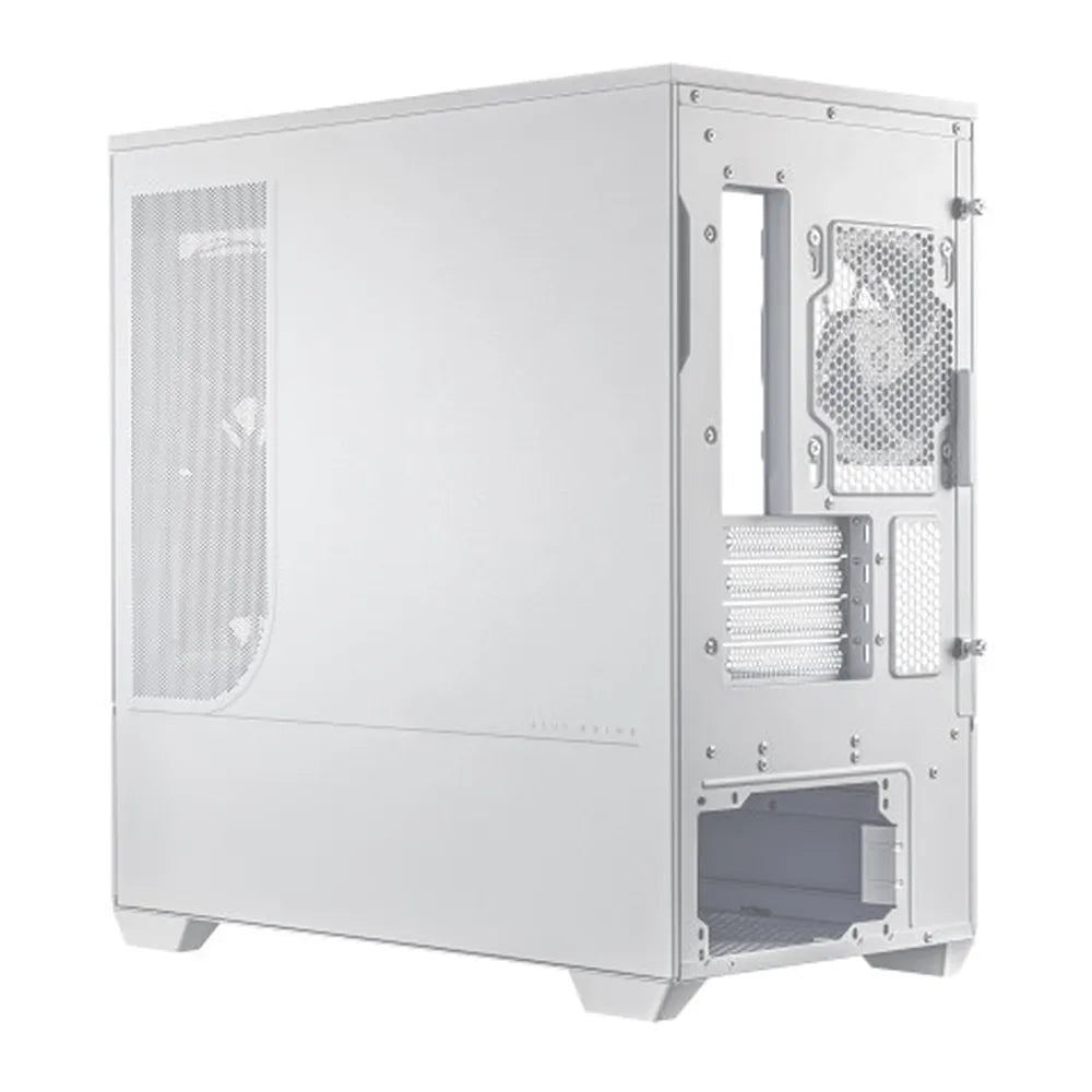 Asus Prime AP202 ARGB mATX Tower PC Case, Curved Tempered Glass Panel, Innovative Slot Vent, Integrated ARGB light band, 1 x 120 mm ARGB Fan, 420mm GPU Support, USB 3.2 Gen 2, White, 1 Year Warranty | 90DC00P3-B19000