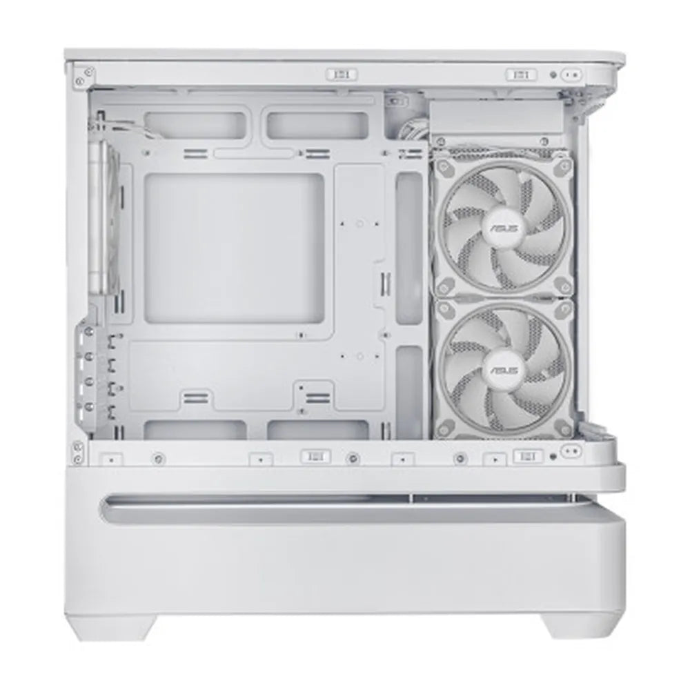 Asus Prime AP202 ARGB mATX Tower PC Case, Curved Tempered Glass Panel, Innovative Slot Vent, Integrated ARGB light band, 1 x 120 mm ARGB Fan, 420mm GPU Support, USB 3.2 Gen 2, White, 1 Year Warranty | 90DC00P3-B19000