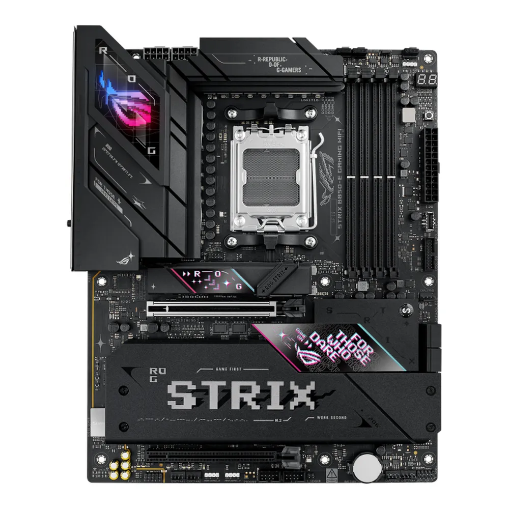 Asus ROG STRIX B850-E WIFI Gaming Motherboard, AM5 Socket, ATX Form Factor, DDR5 Ram, PCIe 5.0, USB 40Gbps, HDMI, DP, Wi-Fi 7, Bluetooth, Realtek 5Gb Ethernet, AI Cache Boost, Aura Sync, 1 Year Warranty | 90MB1J60-M0EAY0