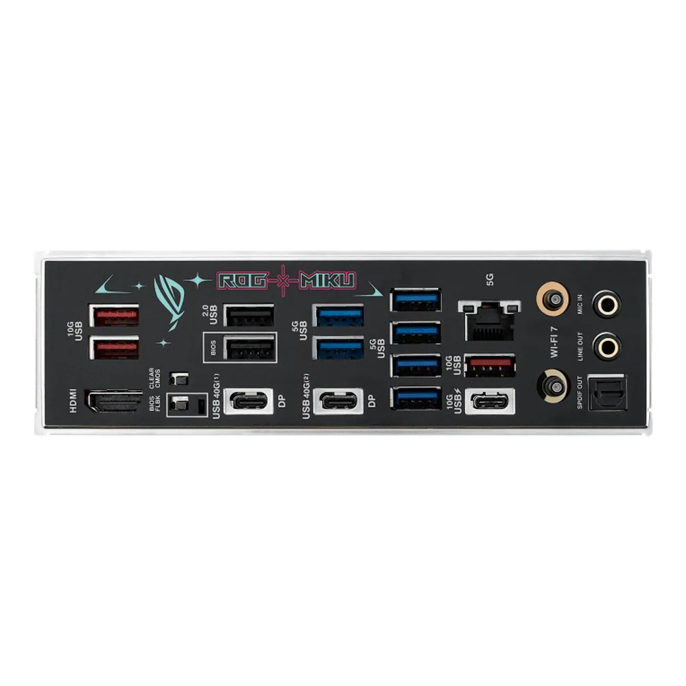 Asus ROG Strix X870E-H WIFI7 Hatsune Miku Edition Gaming Motherboard, AM5 Socket, ATX Form Factor, DDR5 Ram, PCIe 5.0, USB 40Gbps, HDMI, Thunderbolt, Realtek 5Gb Ethernet, Effortless AI Optimization, 1 Year Warranty | 90MB1MA0-M0EAY0