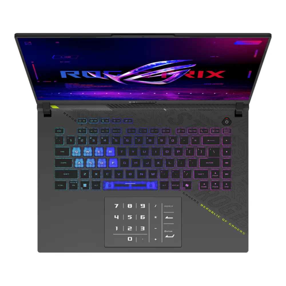 Asus ROG Strix G16 Gaming Laptop, AMD Ryzen 9 9955HX3D Processor, 32GB DDR5 RAM, 1TB SSD, NVIDIA GeForce RTX 5070 Ti 12GB GDDR7, Windows 11 Home, Wi-Fi 6E, Bluetooth v5.3, English & Arabic Backlit Keyboard, 1 Year Warranty | G614FR-G32X3D