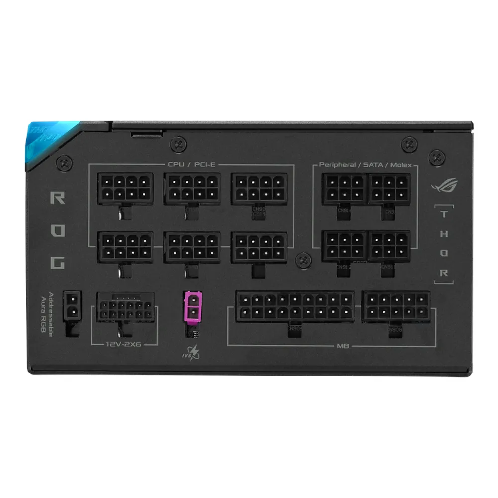Asus ROG Thor Platinum III Power Supply, 1200W, 80 Plus Platinum, Fully Modular, ATX Form Factor, RTX Ready, Dual Ball Fan Bearings, Magnetic OLED Display, Etched Modular Cables, 1 Year Warranty | 90YE00V2-B0NA00