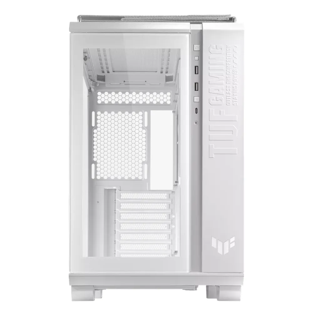 Asus TUF Gaming GT502 ATX Tower PC Case, Front & Left Tempered Glass Panels, Dual Chamber Chassis, Panoramic View, Removeable Dust Filters, Tool-Free Side Panels, 400mm GPU Support, USB 3.2 Gen 2, White, 1 Year Warranty | 90DC0090-B09010