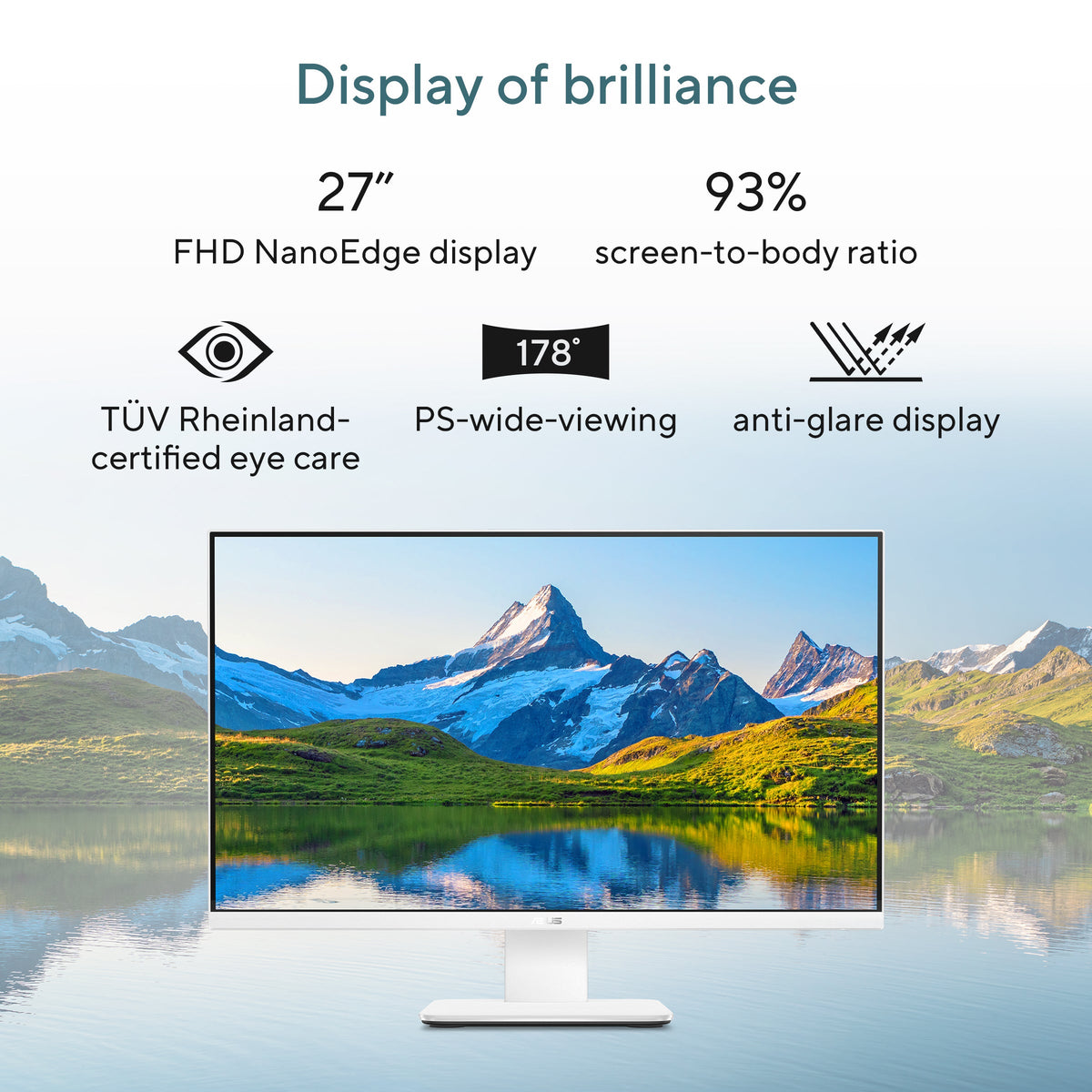 Asus V470VA All-in-One Desktop PC, Intel Core 7 240H Processor, 16GB RAM, 1TB SSD, 27" FHD Display, Windows 11 Home, Built-in Speakers & 5M IR Camera, 120W Power Adapter, Sandstone Wireless Keyboard & Mouse Included, 3 Year Warranty | V470VA-C724016001W