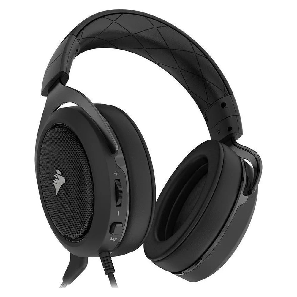 Corsair HS60 Surround Gaming Headset, 50mm Neodymium Drivers, Memory Foam Ear Cups, Virtual 7.1 Surround Sound, Detachable Noise-Cancelling Microphone, Carbon, 1 Year Warranty | CA-9011173-NA