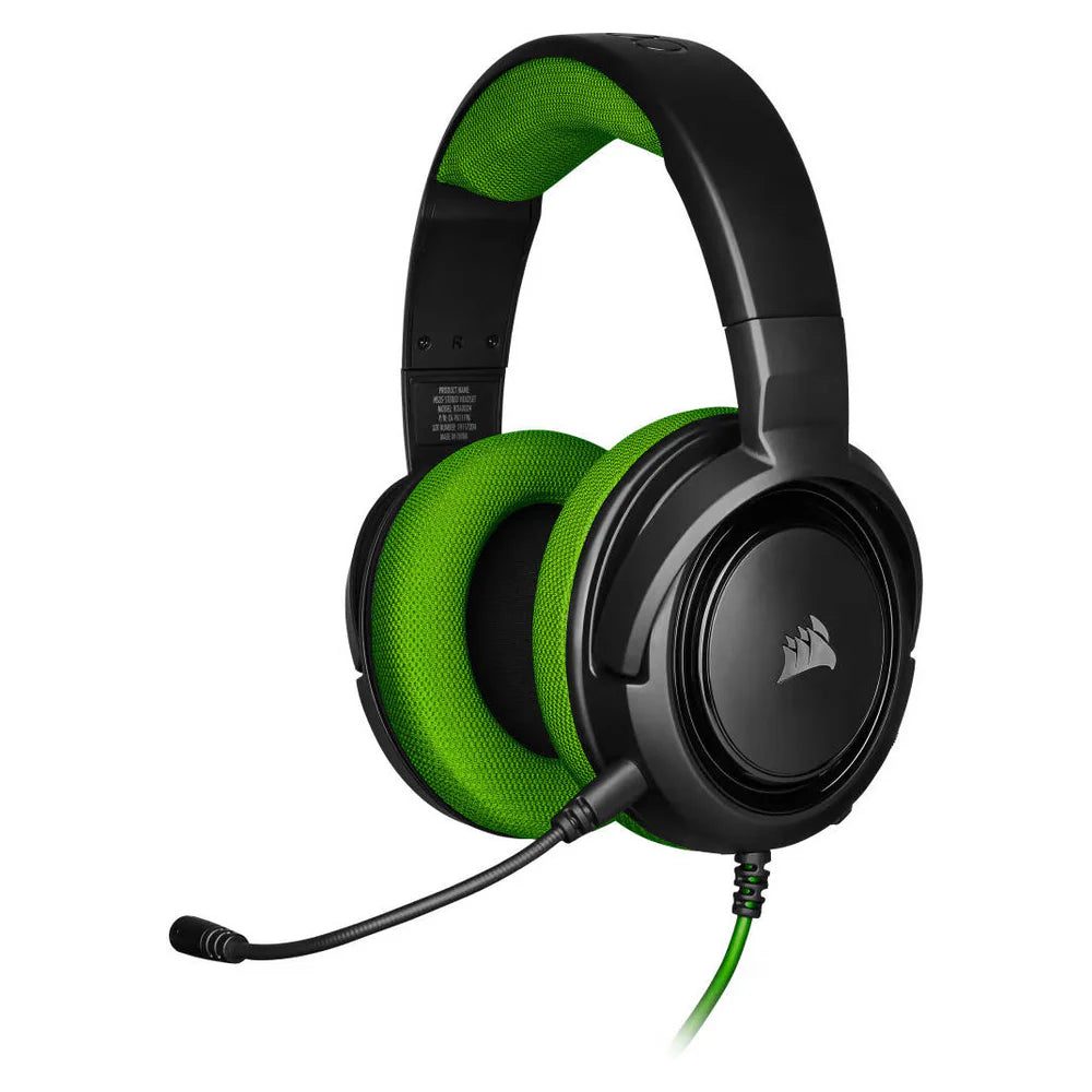 Corsair HS35 Stereo Gaming Headset, 50mm Neodymium Drivers, Memory Foam Ear Cups, Detachable Noise-Cancelling Microphone, Green, 1 Year Warranty | CA-9011195-EU