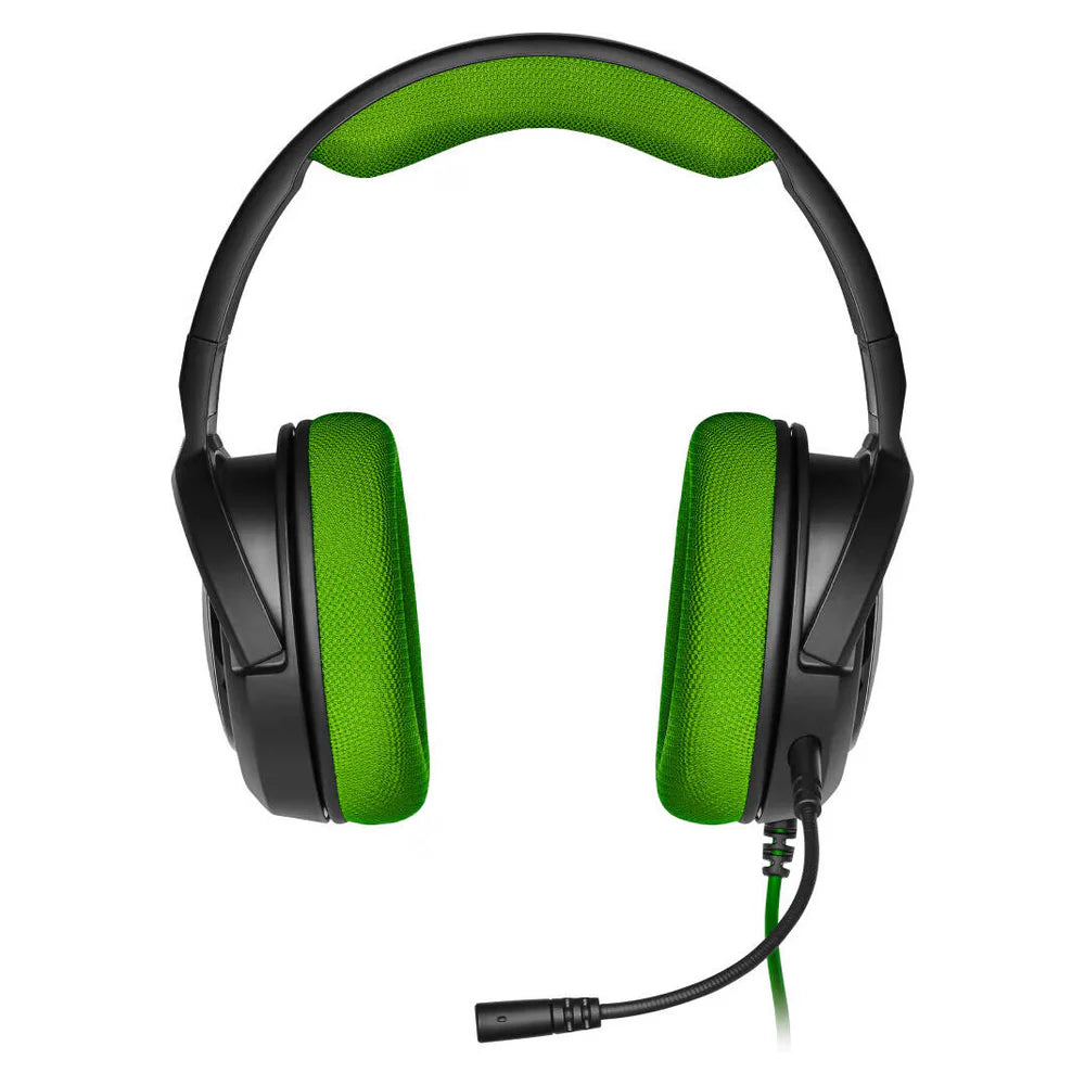 Corsair HS35 Stereo Gaming Headset, 50mm Neodymium Drivers, Memory Foam Ear Cups, Detachable Noise-Cancelling Microphone, Green, 1 Year Warranty | CA-9011195-EU