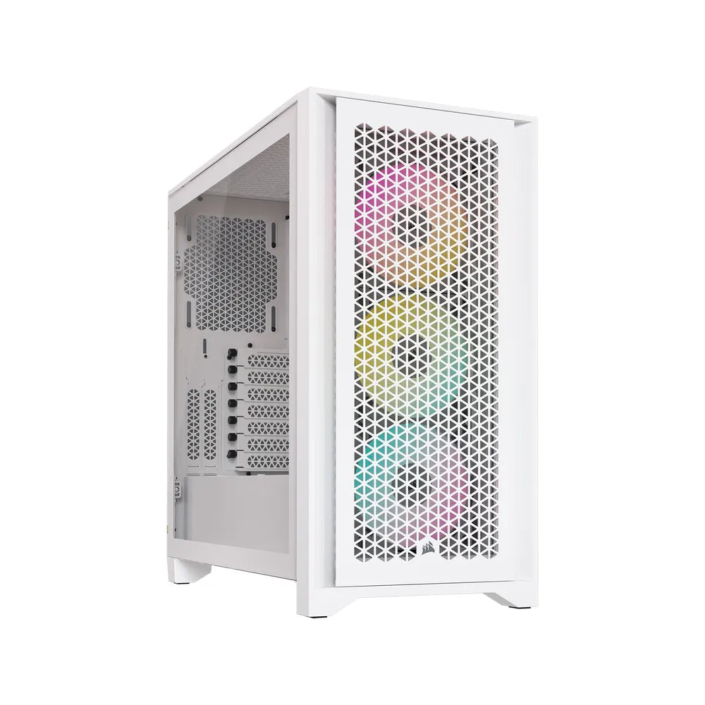 Corsair iCUE 4000D R GB AIRFLOW Mid-Tower ATX Case, Tempered Glass Side Window, 3 x AF120 R GB Elite Fans, 360mm GPU Support, USB 3.2 Gen 2, White, 1 Year Warranty | CC-9011241-WW